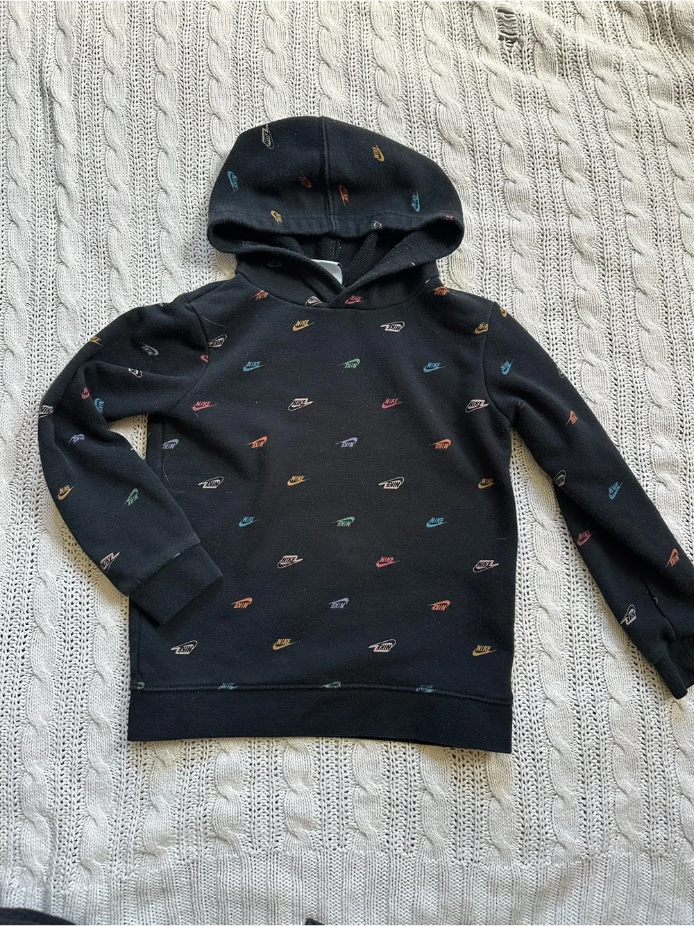 Nike Kids Hoodies - Red Patterned & Black Multi-Logo